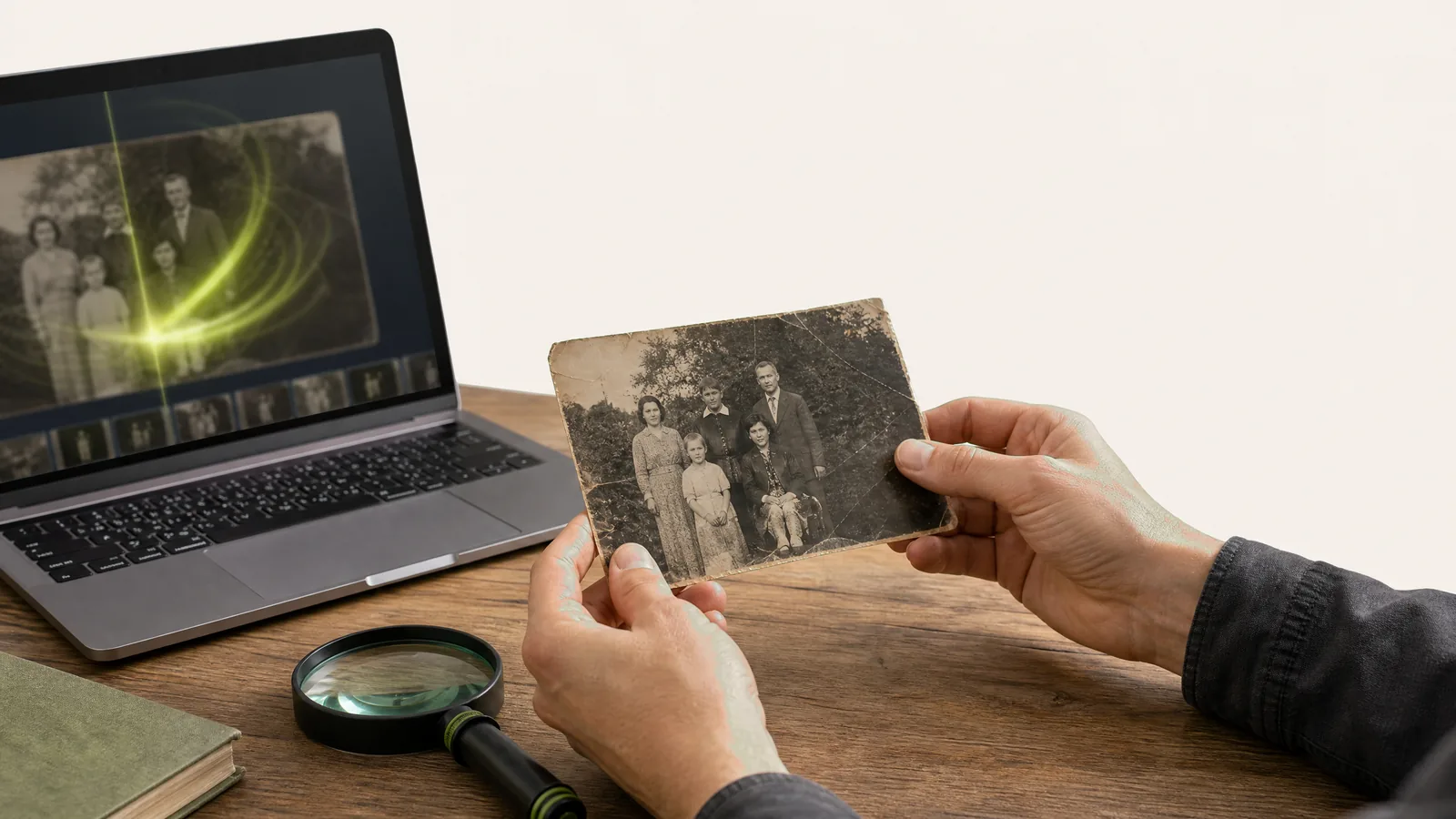 Старая семейная фотография для осторожной реставрации